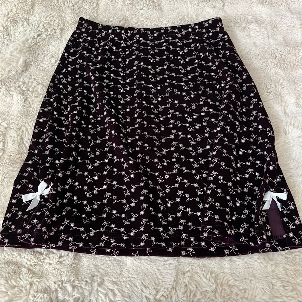 Vintage velvet floral skirt